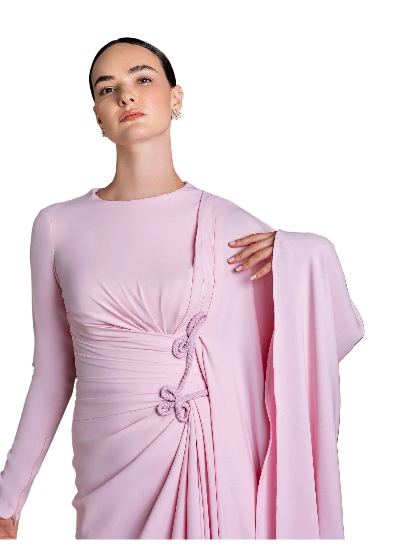 Crepe braided waisted maxi dress