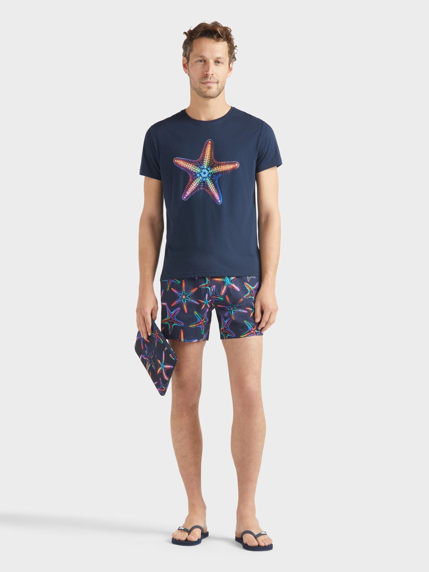 Men stretch short swim shorts disco stars