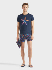Men stretch short swim shorts disco stars