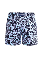 Men stretch short swim shorts jungle leaves