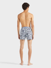 Men stretch short swim shorts jungle leaves
