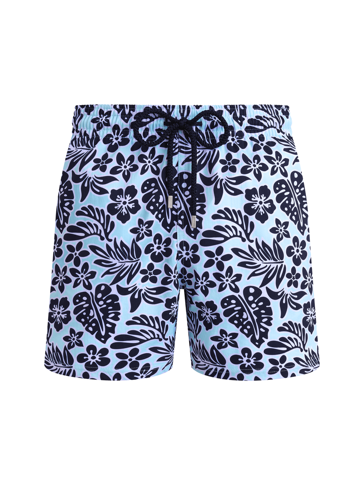 Men stretch short swim shorts jungle leaves