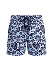 Men stretch short swim shorts jungle leaves