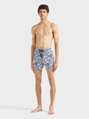 Men stretch short swim shorts jungle leaves
