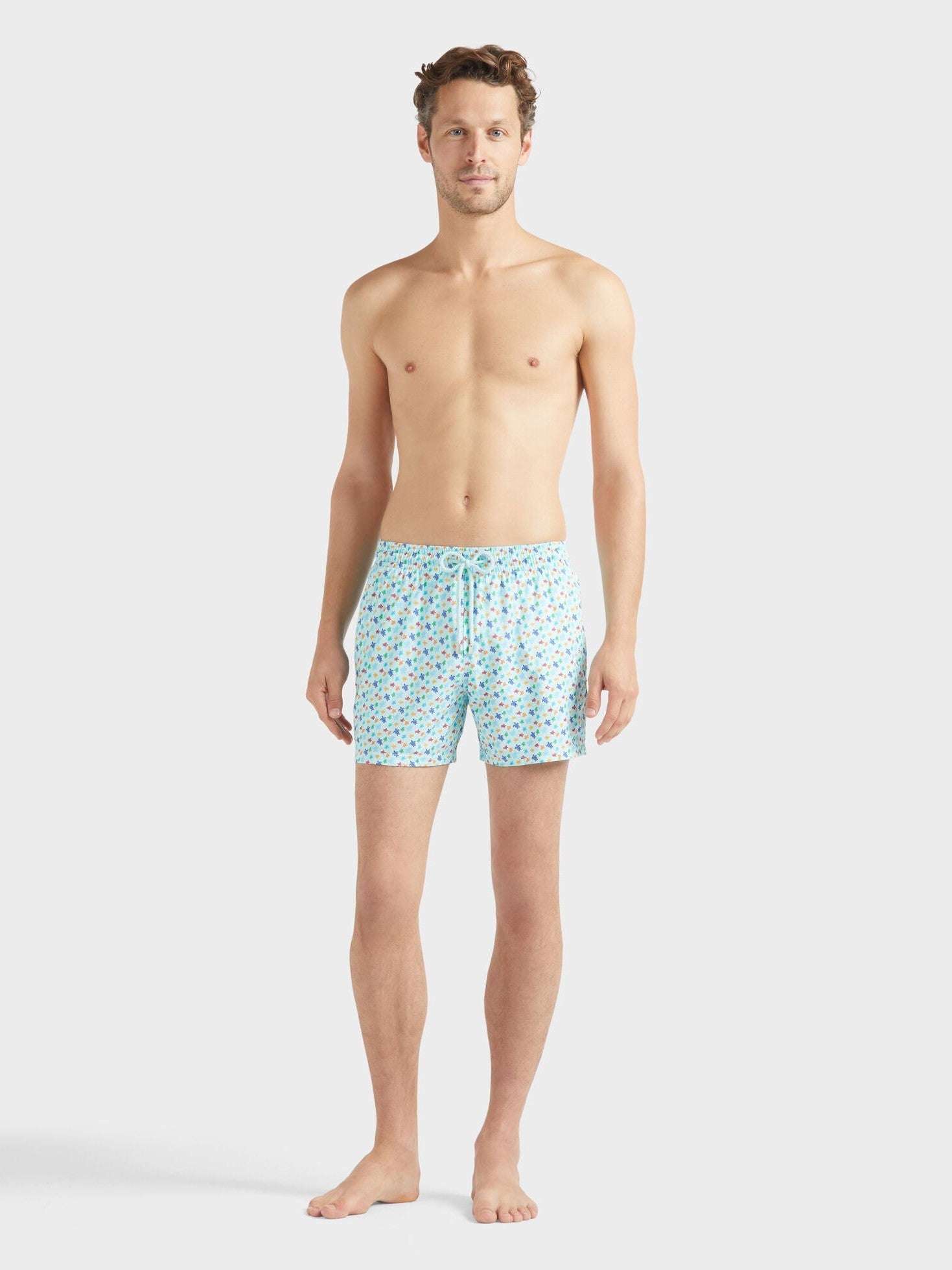 Men stretch short swim shorts micro ronde des tortues rainbow