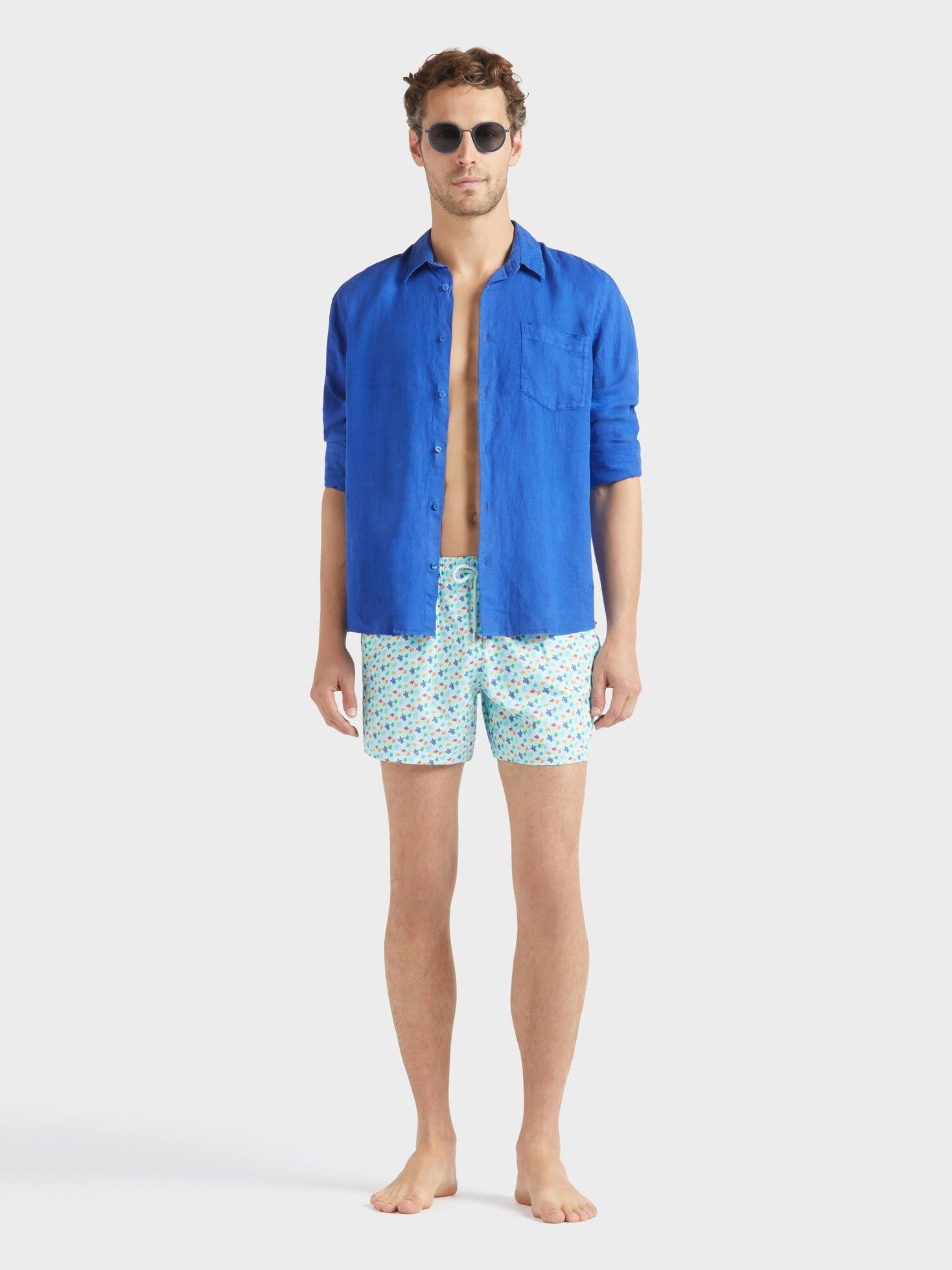 Men stretch short swim shorts micro ronde des tortues rainbow