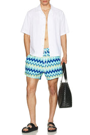 Nylon swimsuit with zigzag print