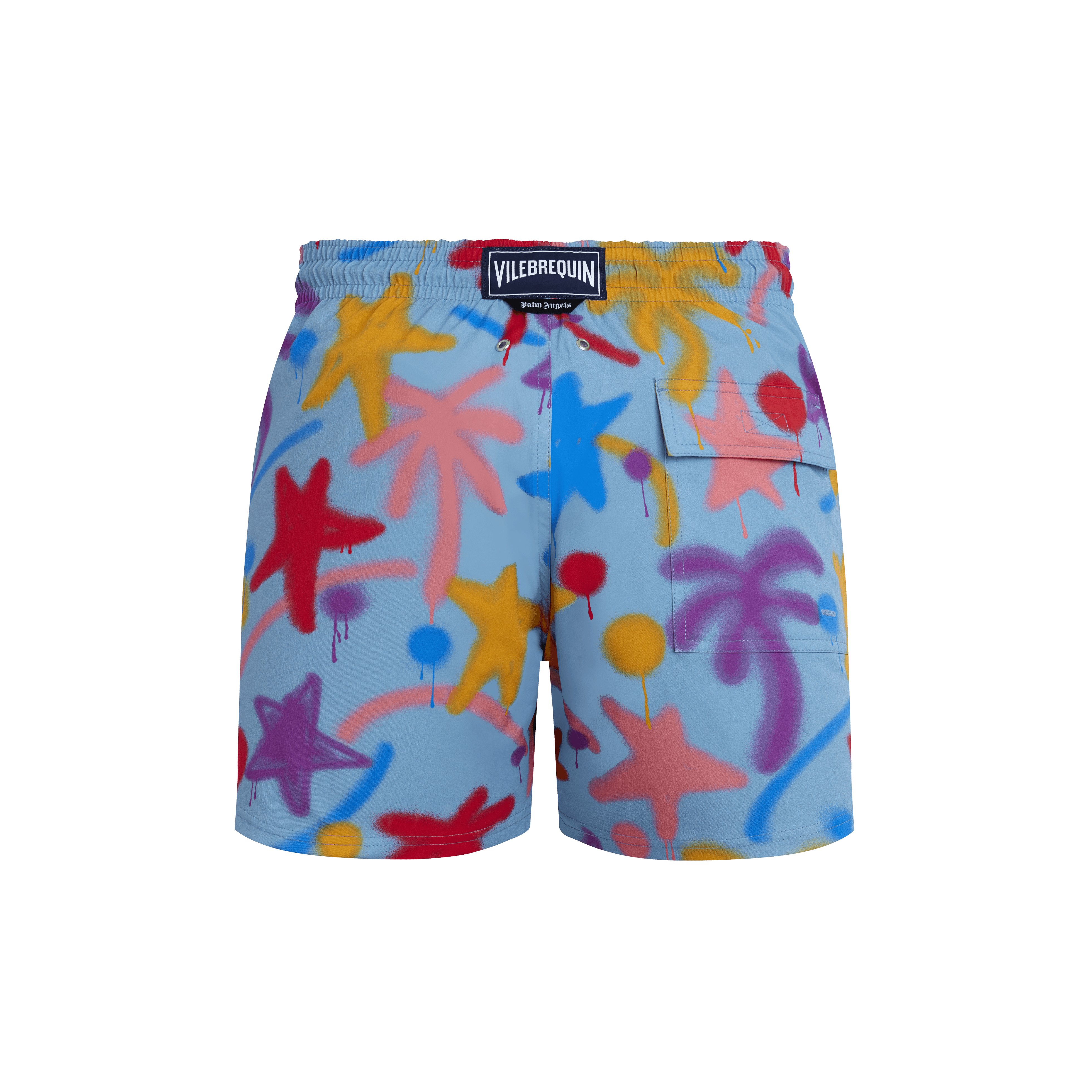 Men Stretch Short Swim Shorts Spray Paint - VBQ x Palm Angels