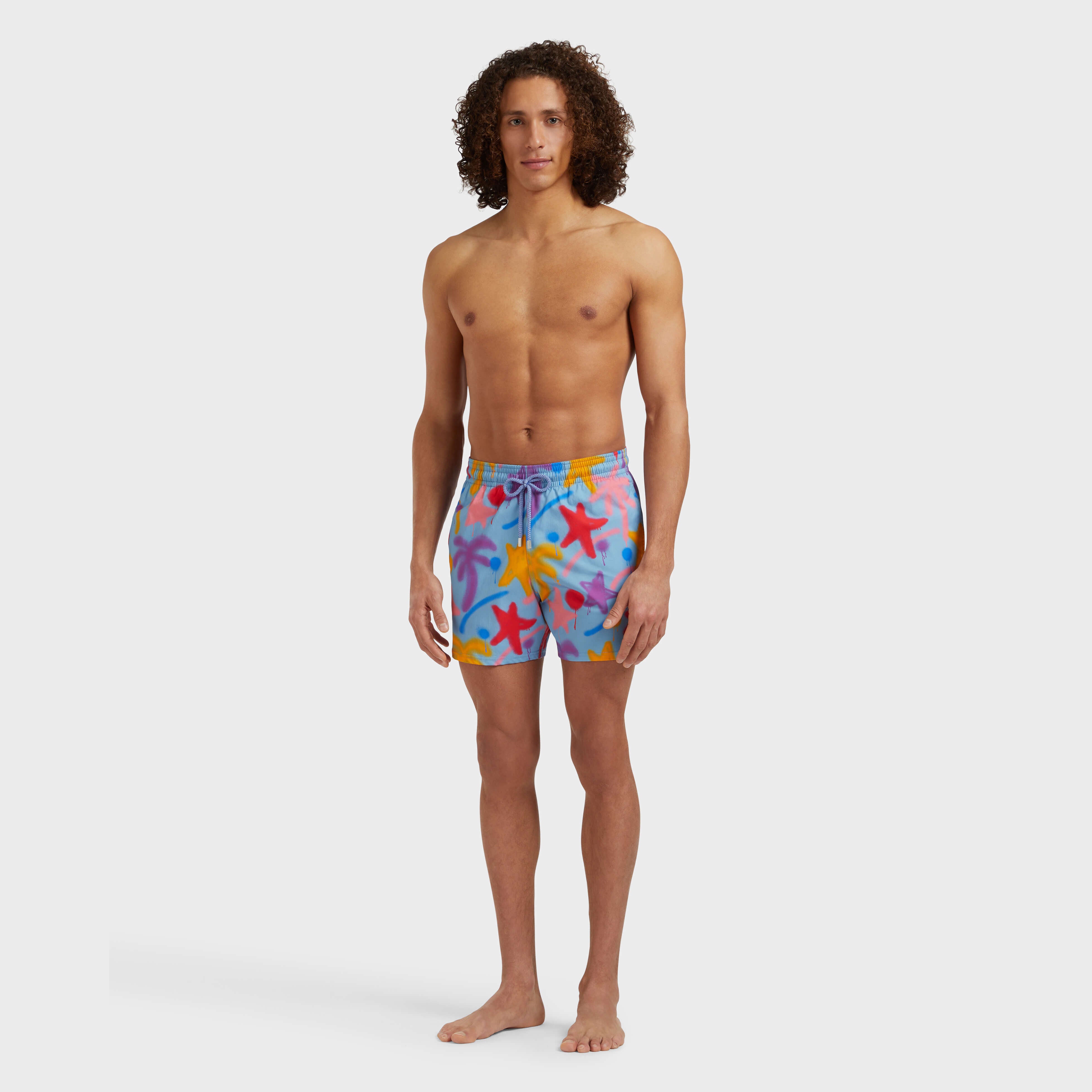 Men Stretch Short Swim Shorts Spray Paint - VBQ x Palm Angels