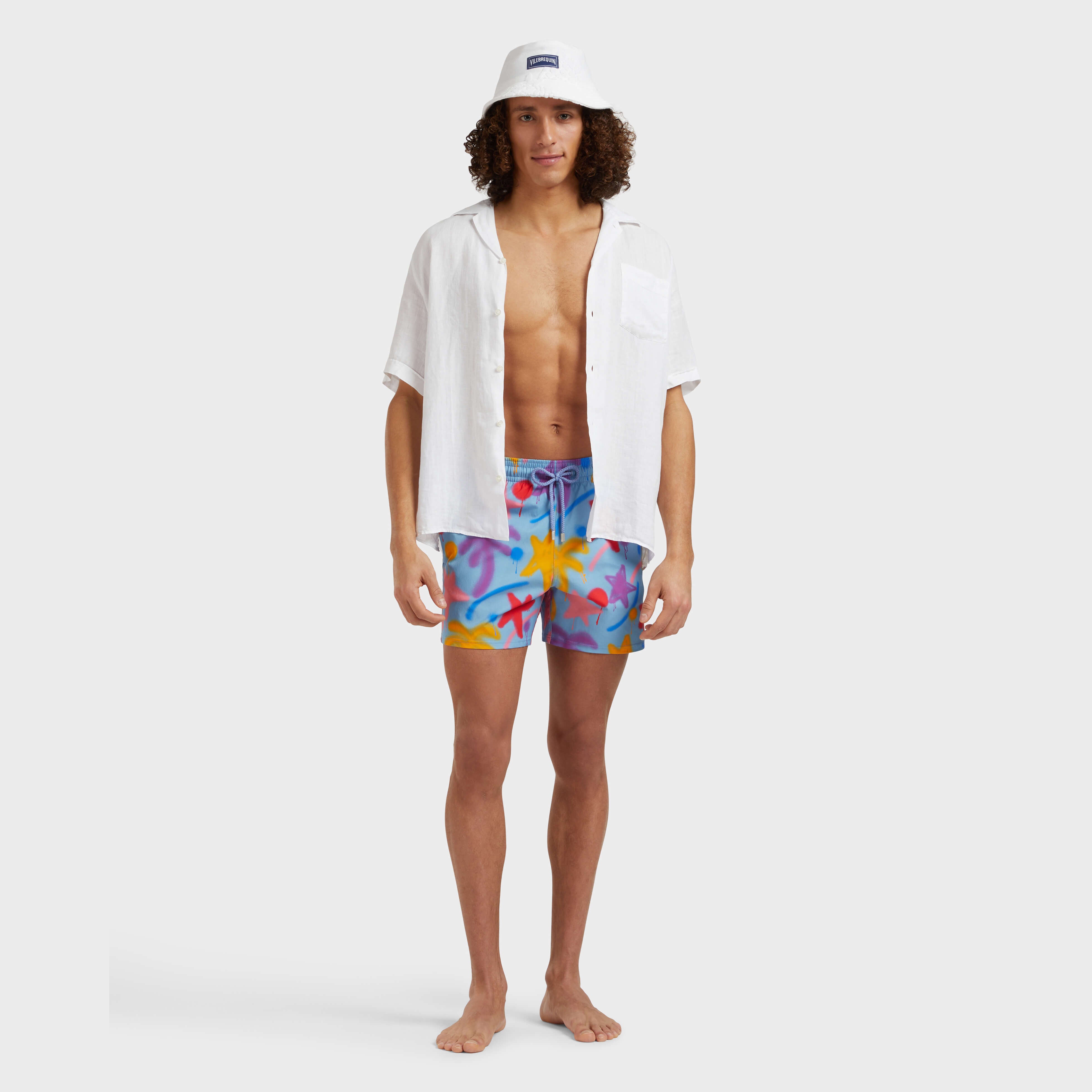 Men Stretch Short Swim Shorts Spray Paint - VBQ x Palm Angels