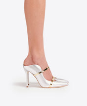 Maureen 100 Silver & Gold Leather Mules