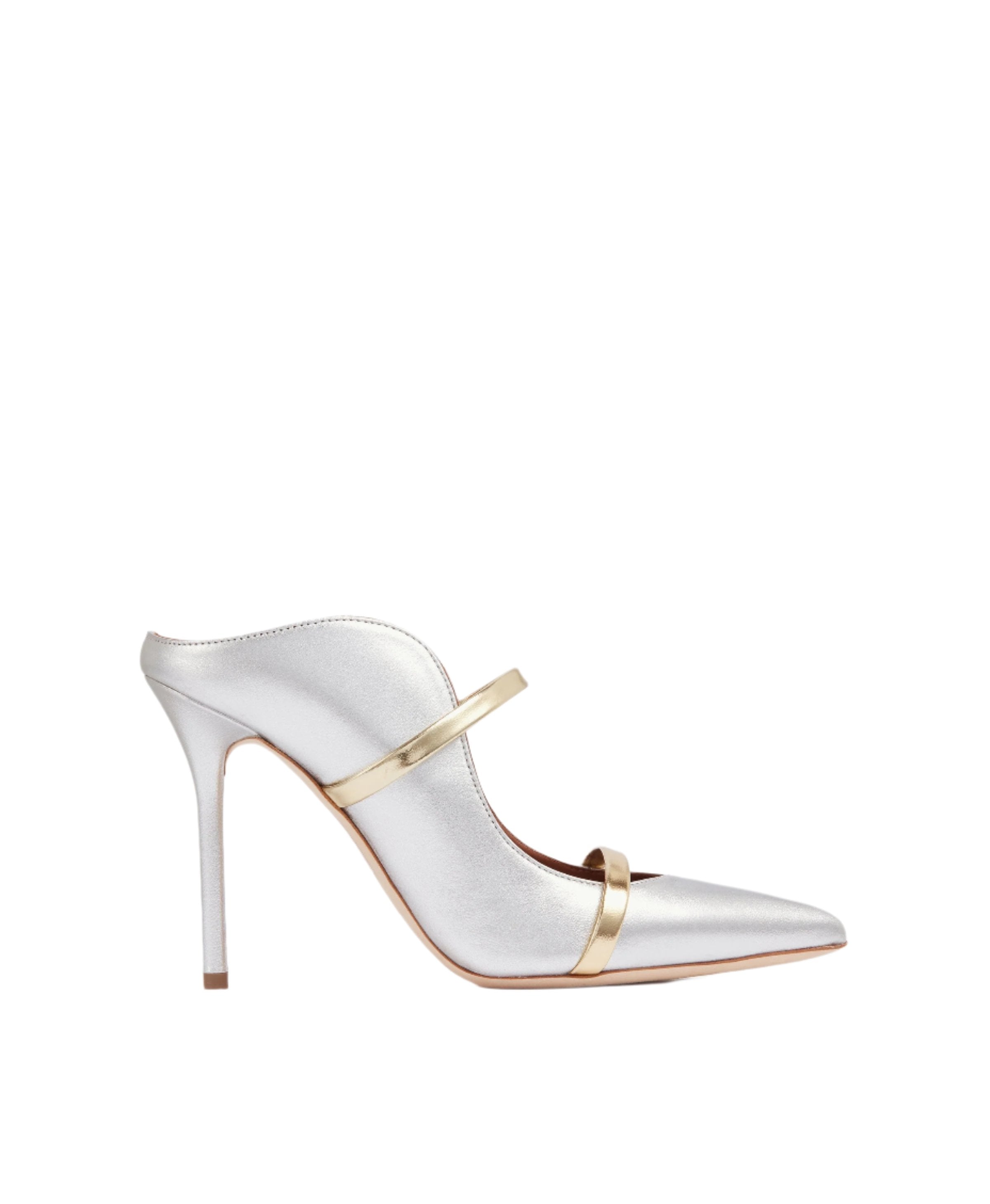 Maureen 100 Silver & Gold Leather Mules