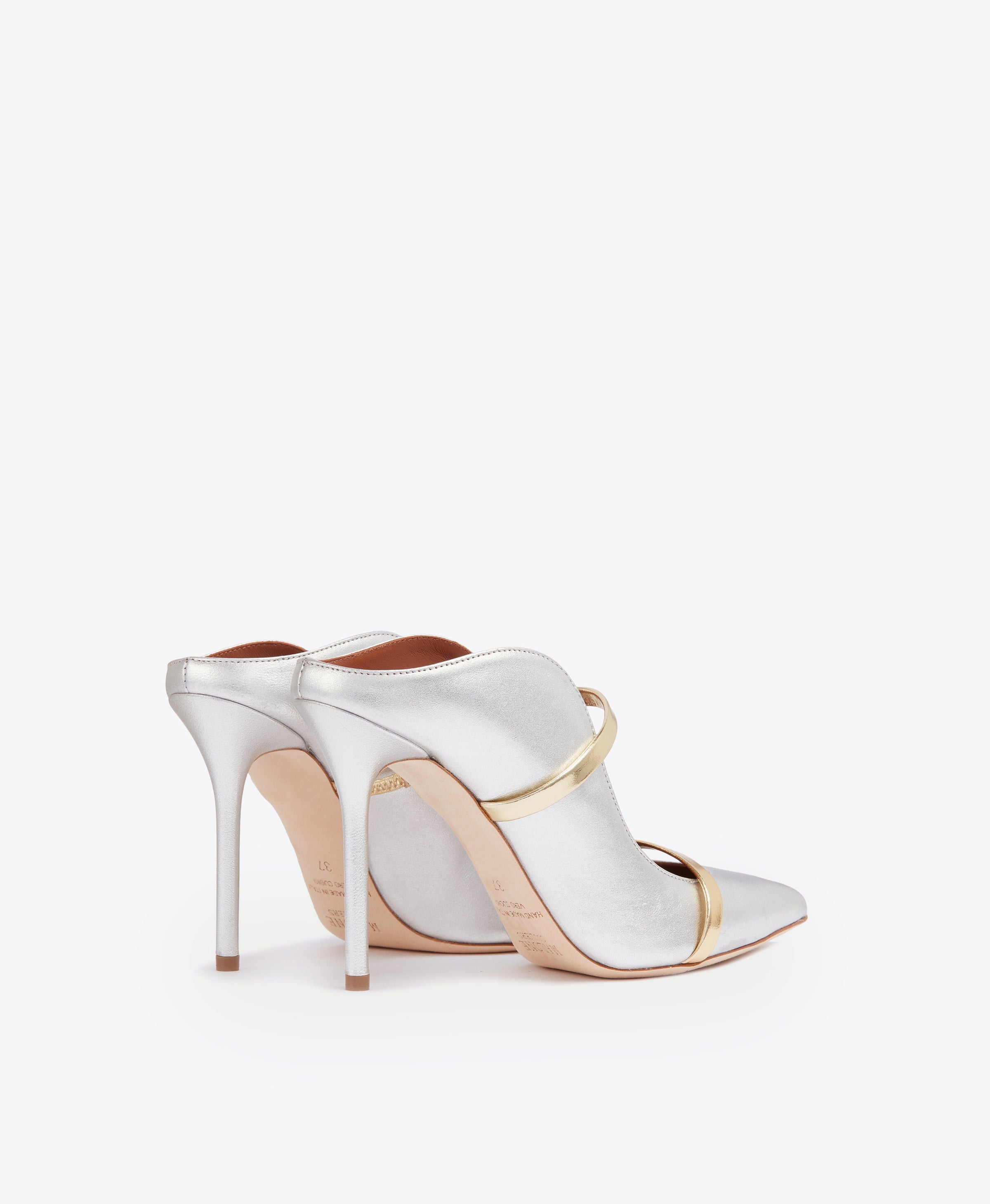 Maureen 100 Silver & Gold Leather Mules