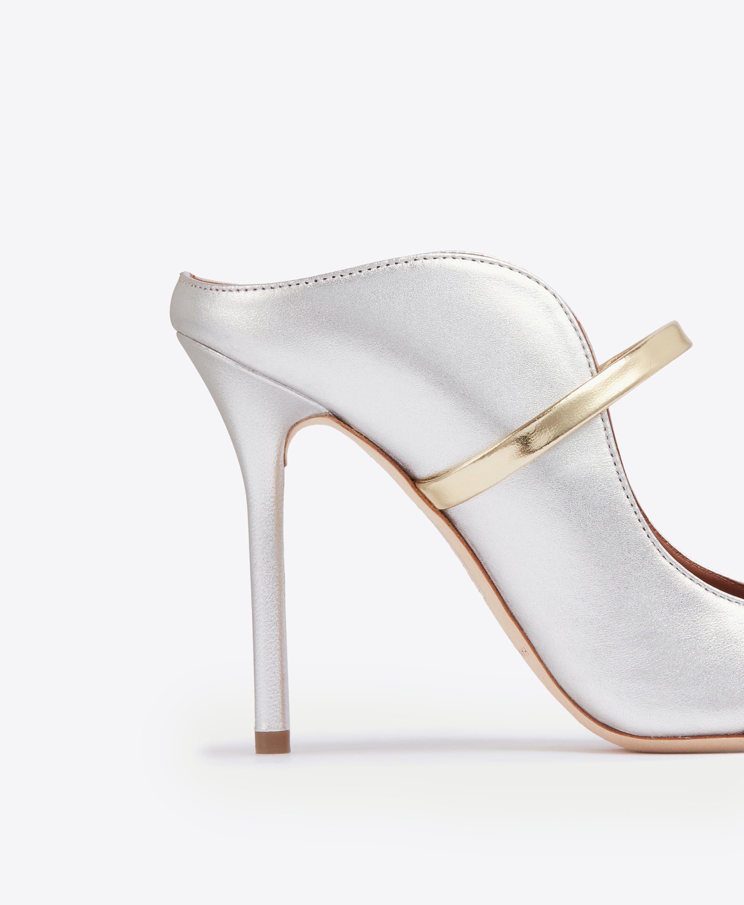 Maureen 100 Silver & Gold Leather Mules