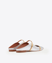 Maureen Silver Leather Flat Mules