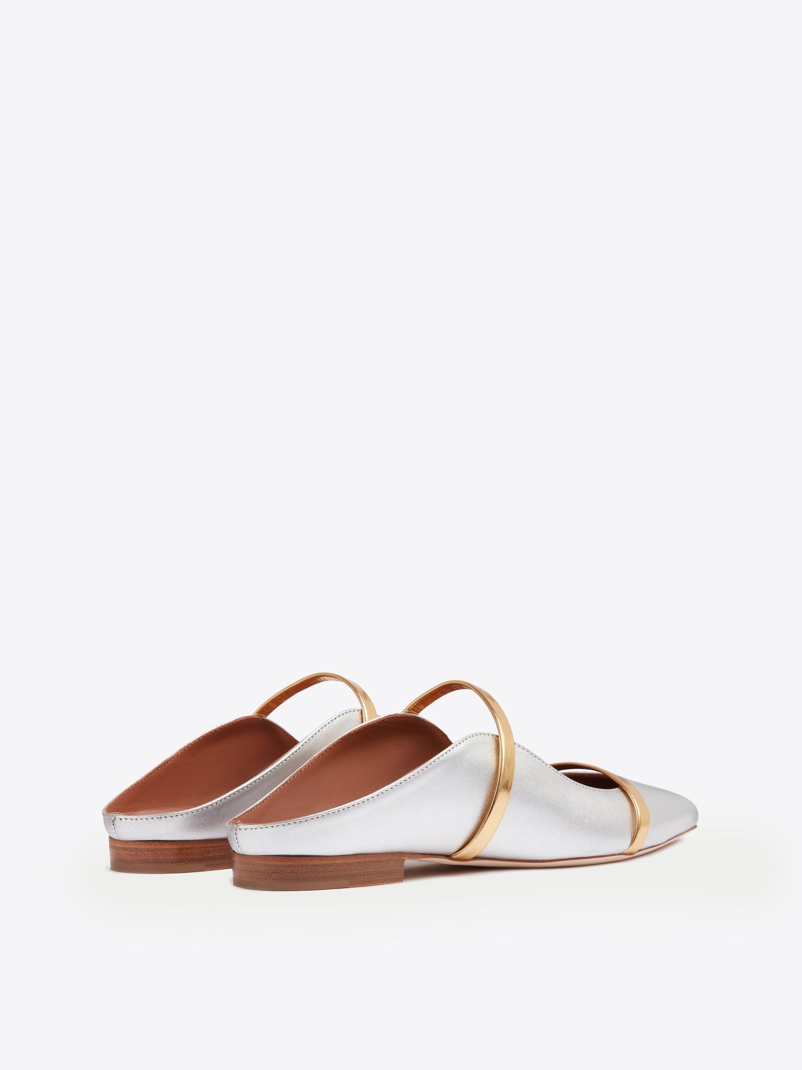 Maureen silver leather flat mules
