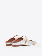 Maureen silver leather flat mules