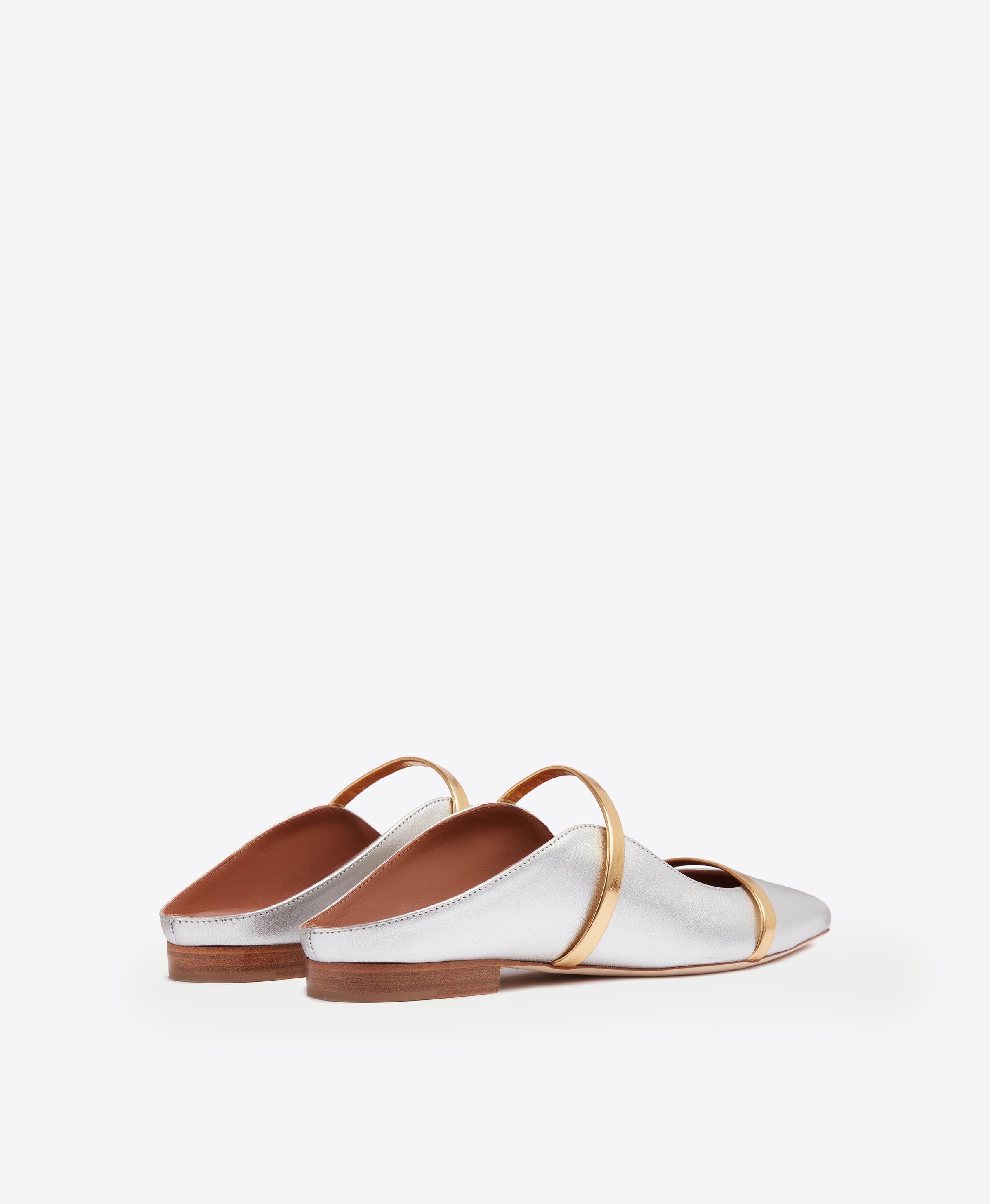 Maureen Silver Leather Flat Mules