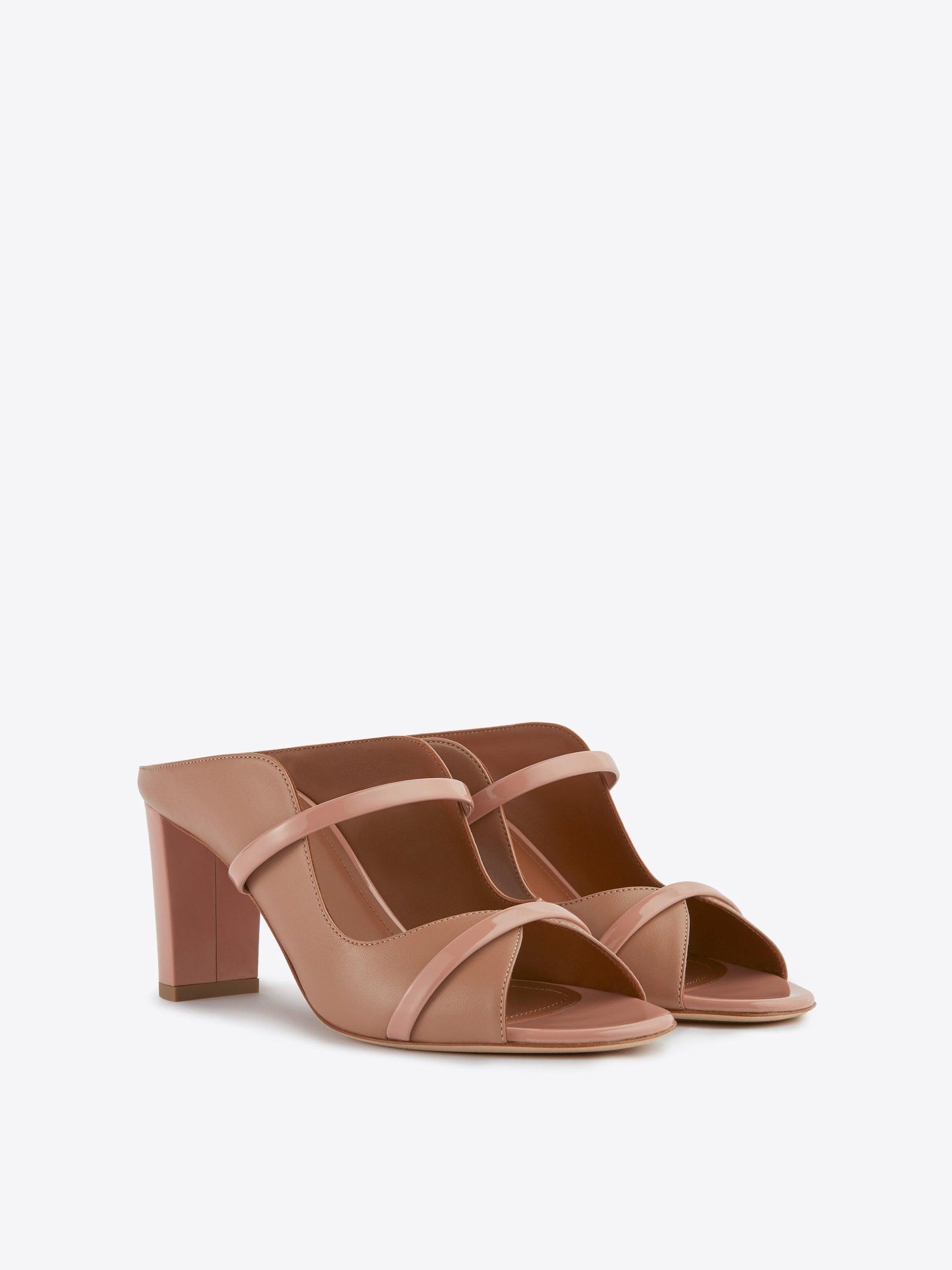 Norah 70 nude leather block heel mule