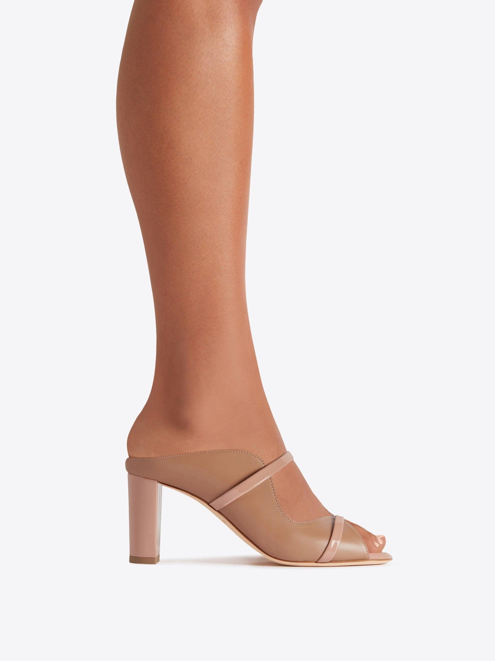 Norah 70 nude leather block heel mule