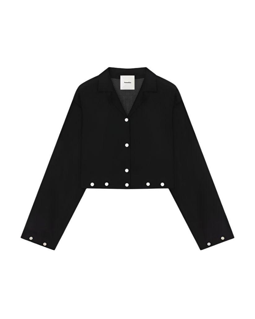 VALLY STUDDED CROPPED ORGANZA SHIRT