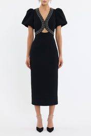 NYX PUFF SLEEVE MIDI DRESS