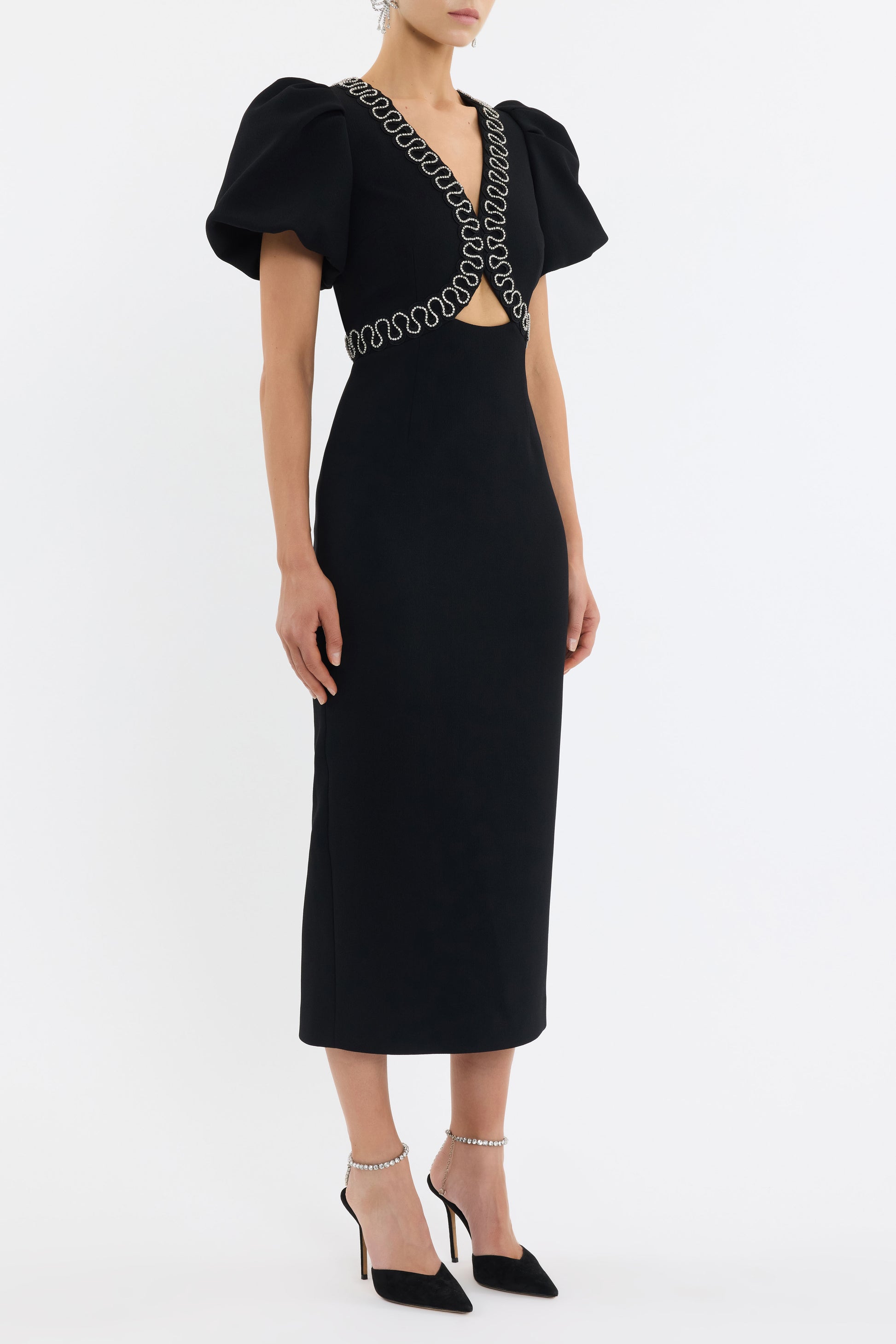 NYX PUFF SLEEVE MIDI DRESS
