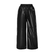 NYLON WIDE LEG PANTS BLACK