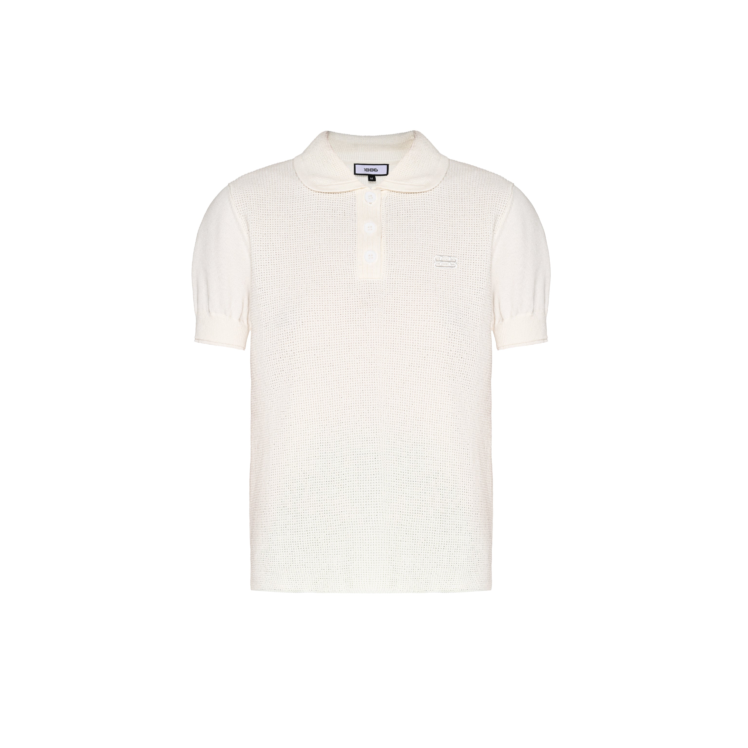 1886 KNITTED WHITE NETTED POLO