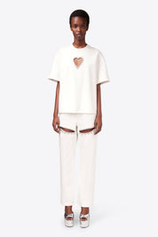 CRYSTAL HEART CUTOUT RELAXED T-SHIRT