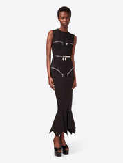 Handkerchief zipper midi dress