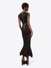 Handkerchief zipper midi dress