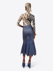Crystal button studded handkerchief skirt