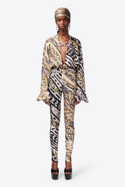 CHAIN PRINTED CRYSTAL LINK BLOUSE