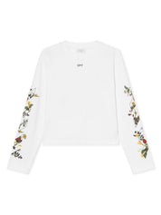 Embroidered flowers arrow long sleeve t-shirt