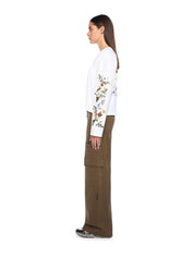 Embroidered flowers arrow long sleeve t-shirt