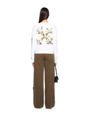 Embroidered Flowers Arrow Long Sleeve T-Shirt
