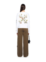 Embroidered flowers arrow long sleeve t-shirt