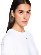 Embroidered flowers arrow long sleeve t-shirt