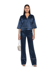 Jacquard satin pajama pants