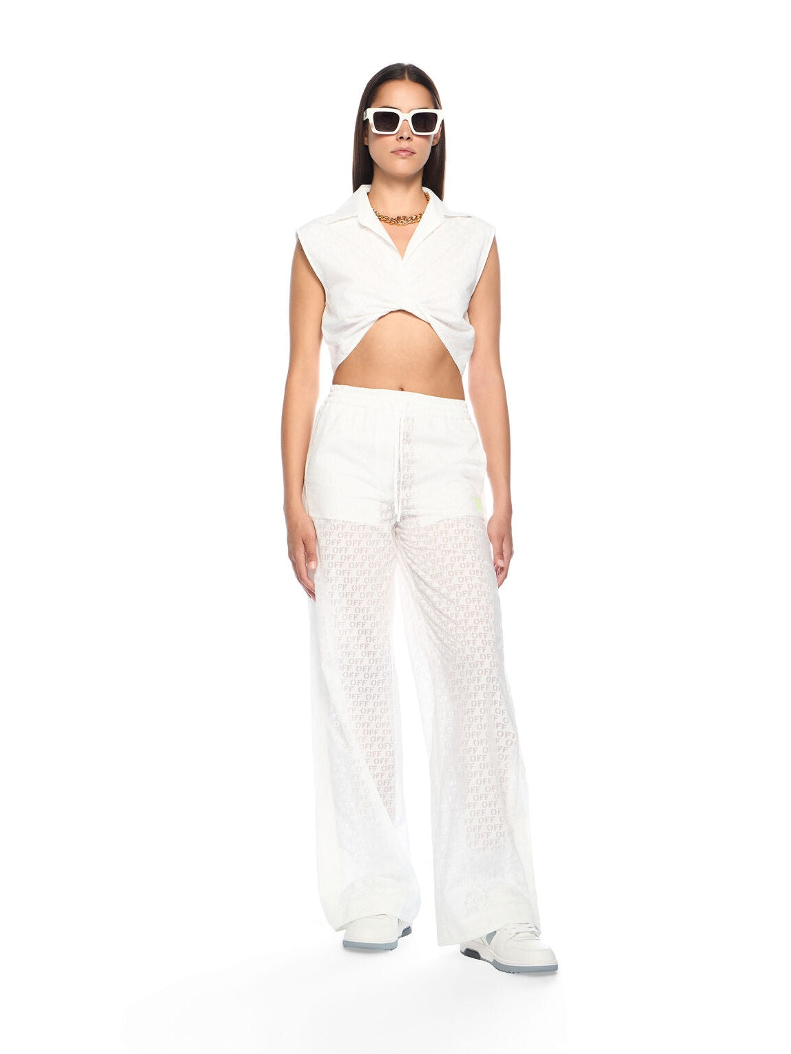 Off stamp wide-leg pants