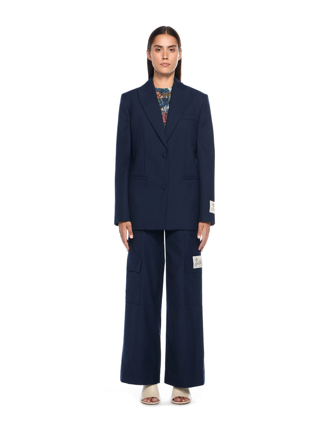 Gabardine label tomboy blazer