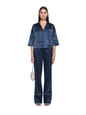 Jacquard satin pajama shirt