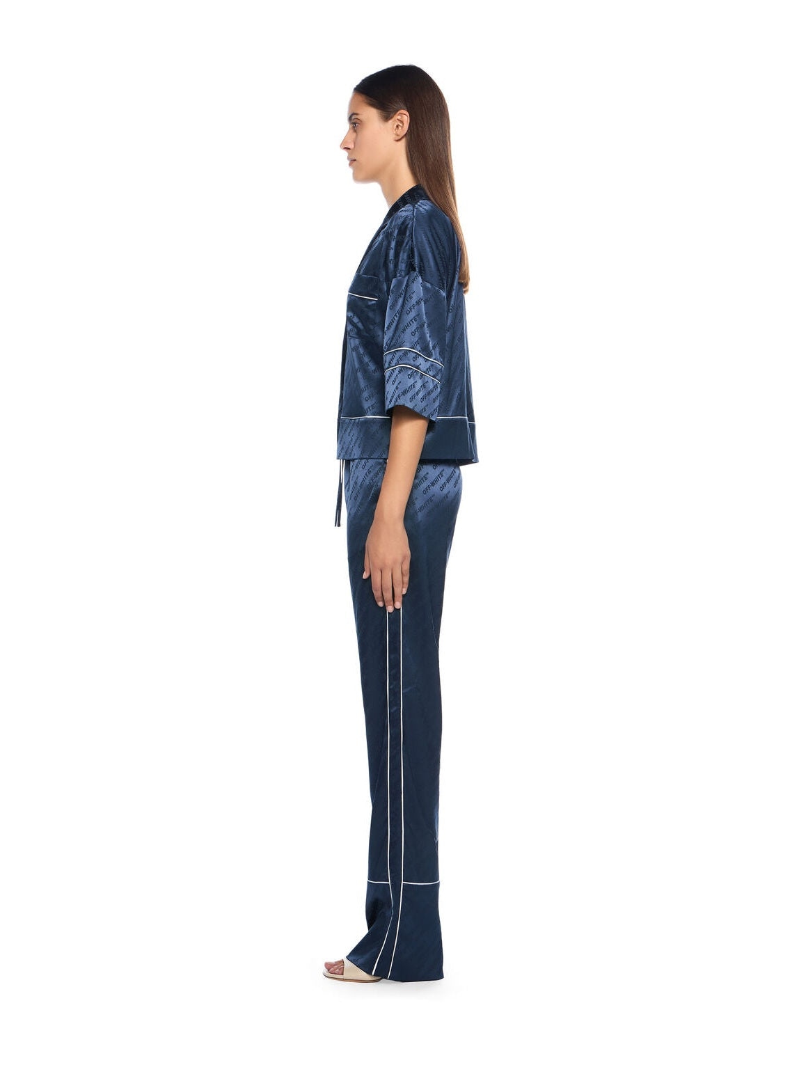 Jacquard satin pajama shirt