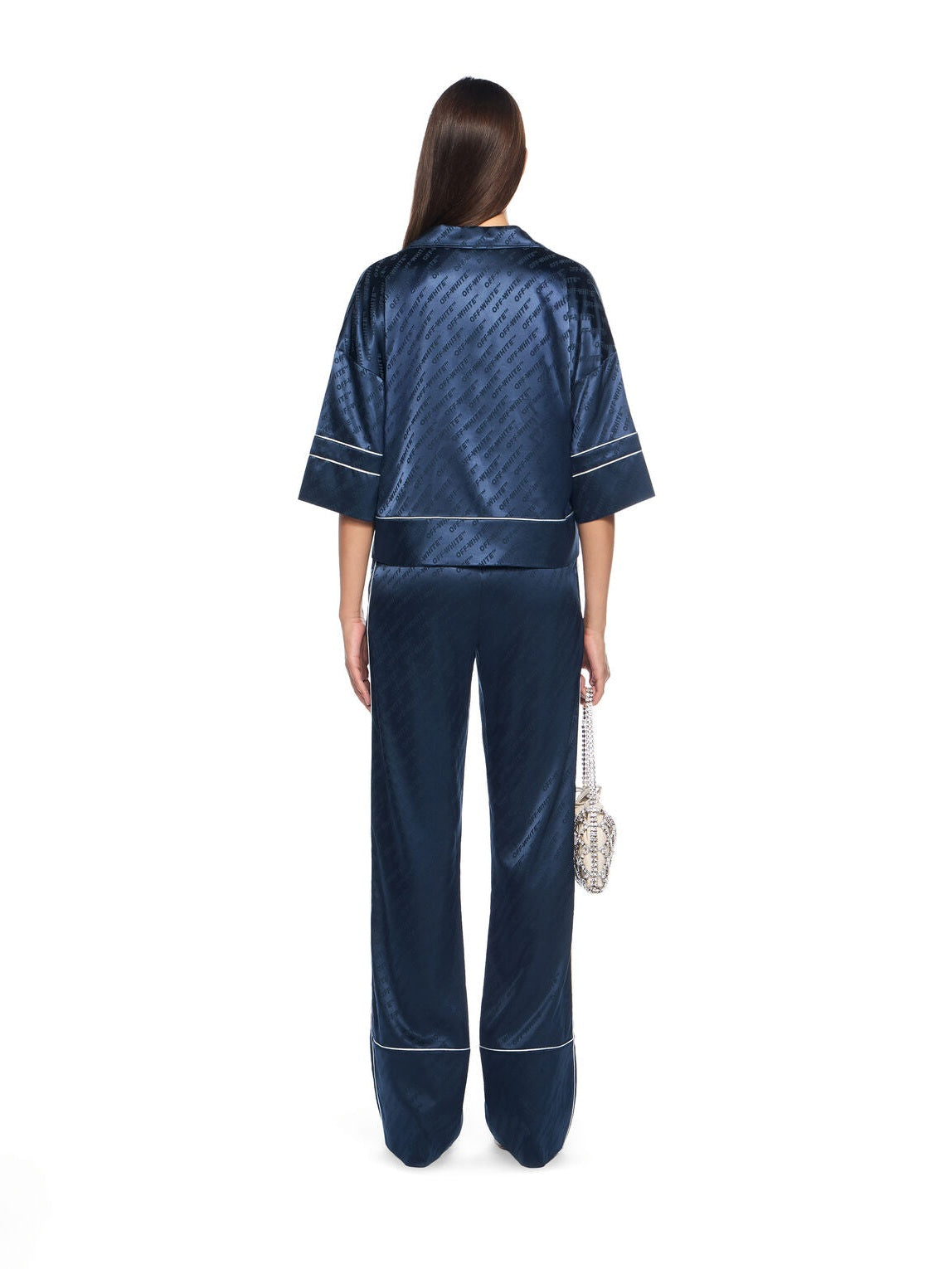Jacquard satin pajama shirt