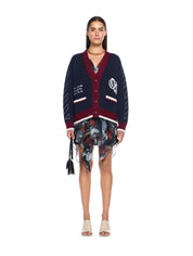 Jacquard Knit Varsity Cardigan