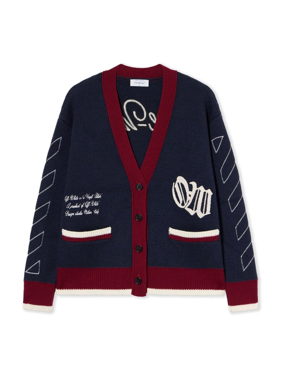 Jacquard knit varsity cardigan