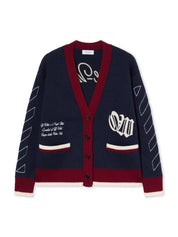 Jacquard knit varsity cardigan