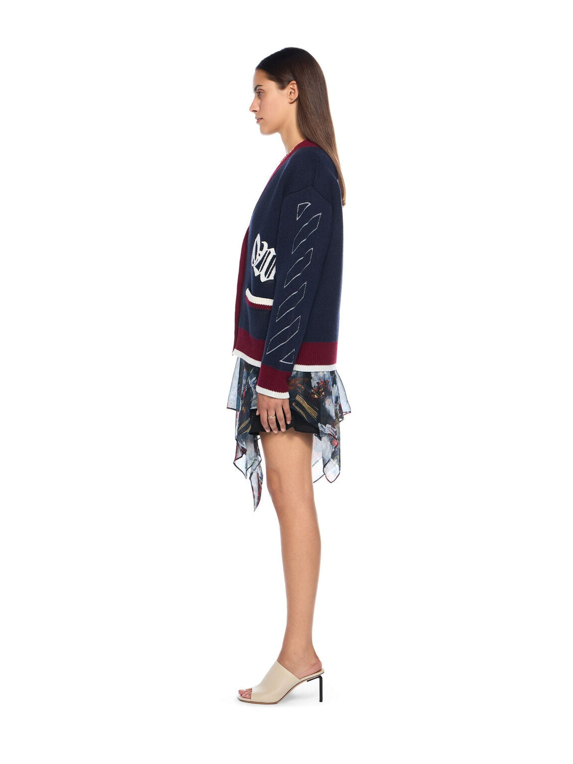 Jacquard knit varsity cardigan