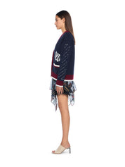Jacquard knit varsity cardigan